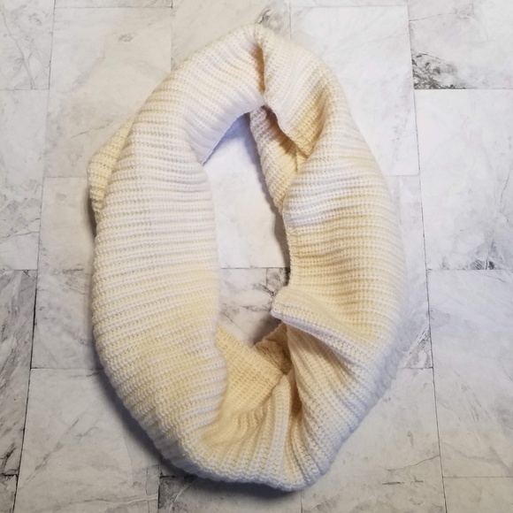 Cream Off White Rib Knit Winter Infinity Scarf - Picture 2 of 7